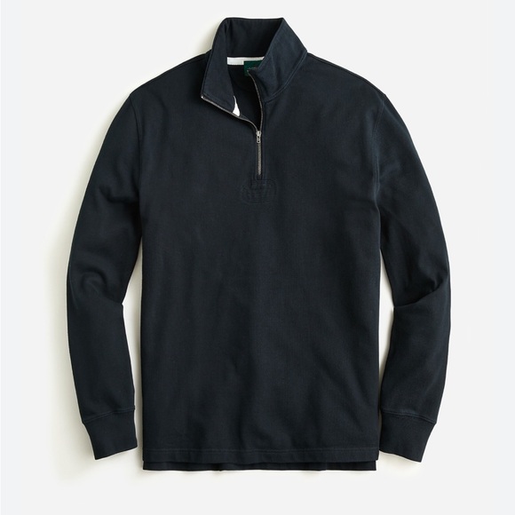 J. Crew Half-Zip Rugby Shirt Solid Black XL Xtra Large Pullover BJ309 Preppy - Picture 1 of 16